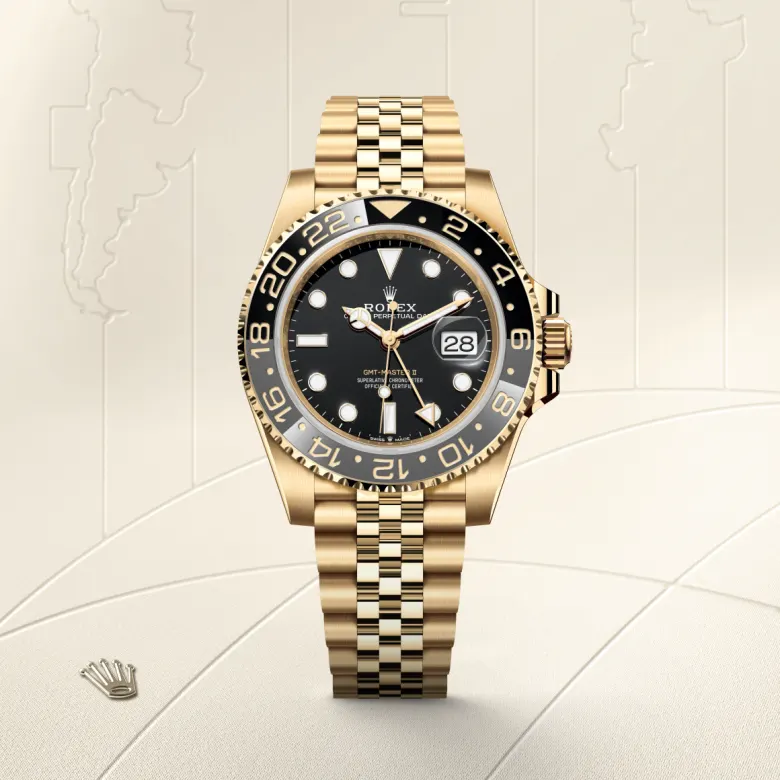 Rolex GMT-Master II 18 kt yellow gold, M126718GRNR-0001